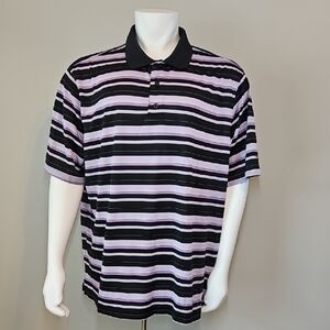 Reebok Golf Black and Purple Striped Polo Shirt 2XL